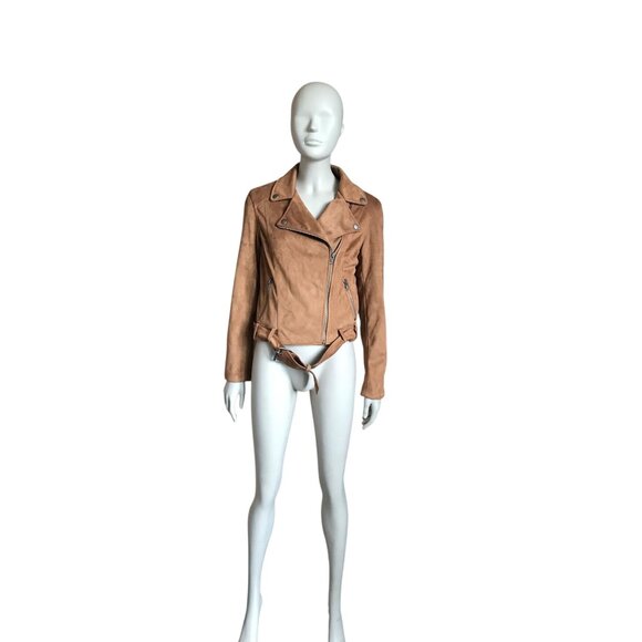 Cupcakes & Cashmere Brown Faux Suede Moto Jacket - Picture 1 of 5